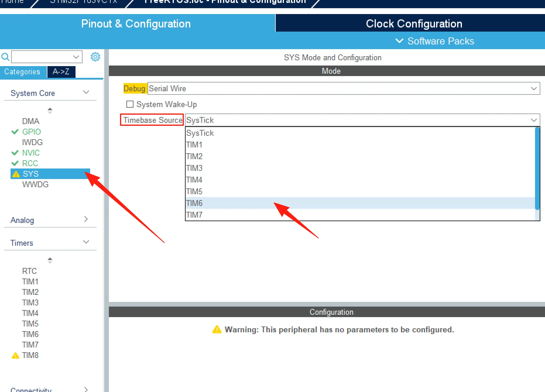 图5-6 选择配置RTOS